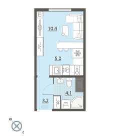 Квартира 22,7 м², студия - изображение 1