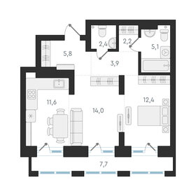 Квартира 57,4 м², 2-комнатная - изображение 1