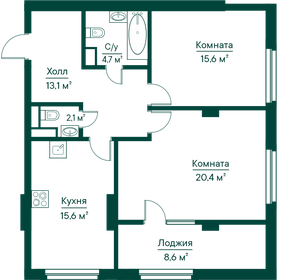 Квартира 80,1 м², 2-комнатная - изображение 1