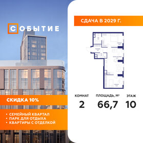 Квартира 66,7 м², 2-комнатная - изображение 1