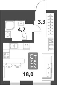 Квартира 26 м², студия - изображение 1
