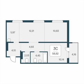 Квартира 58,8 м², 3-комнатная - изображение 1