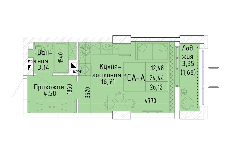28 м², квартира-студия 4 950 000 ₽ - изображение 70