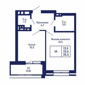 Квартира 35,5 м², 1-комнатная - изображение 1