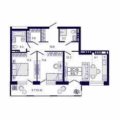 Квартира 65,7 м², 3-комнатная - изображение 2