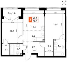Квартира 70,7 м², 3-комнатная - изображение 2