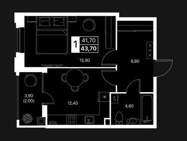 Квартира 43,7 м², 1-комнатная - изображение 1