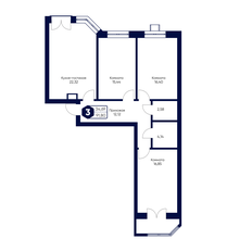 Квартира 91,8 м², 3-комнатная - изображение 2
