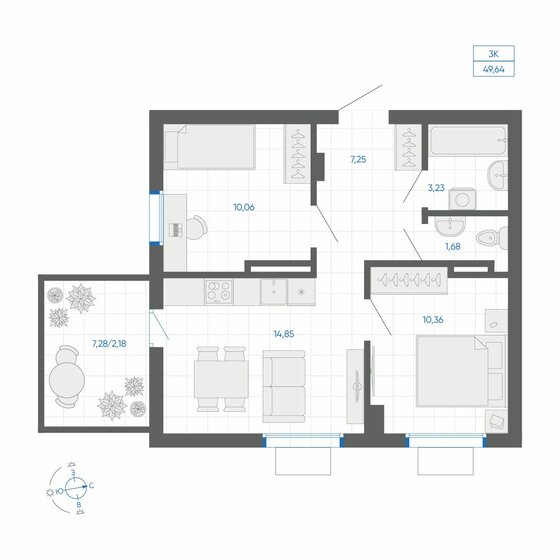 52,3 м², 2-комнатная квартира 6 500 000 ₽ - изображение 75