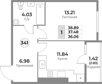 Квартира 37,5 м², 1-комнатная - изображение 1