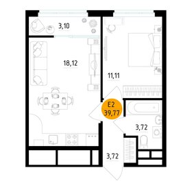 Квартира 39,8 м², 1-комнатная - изображение 1