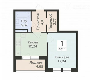 Квартира 37,2 м², 1-комнатная - изображение 1
