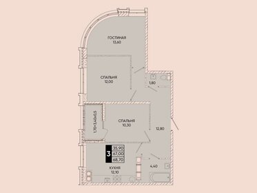 Квартира 68,7 м², 3-комнатная - изображение 1