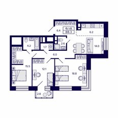 Квартира 88,3 м², 4-комнатная - изображение 2
