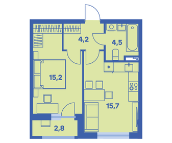 Квартира 41 м², 2-комнатная - изображение 1