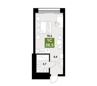 Квартира 26,5 м², 1-комнатные - изображение 1