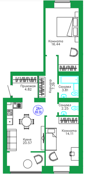 77,5 м², 3-комнатная квартира 9 160 000 ₽ - изображение 17