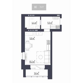 Квартира 31,9 м², студия - изображение 1