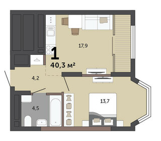 Квартира 40,3 м², 1-комнатная - изображение 2