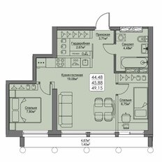 Квартира 45,9 м², 1-комнатная - изображение 3