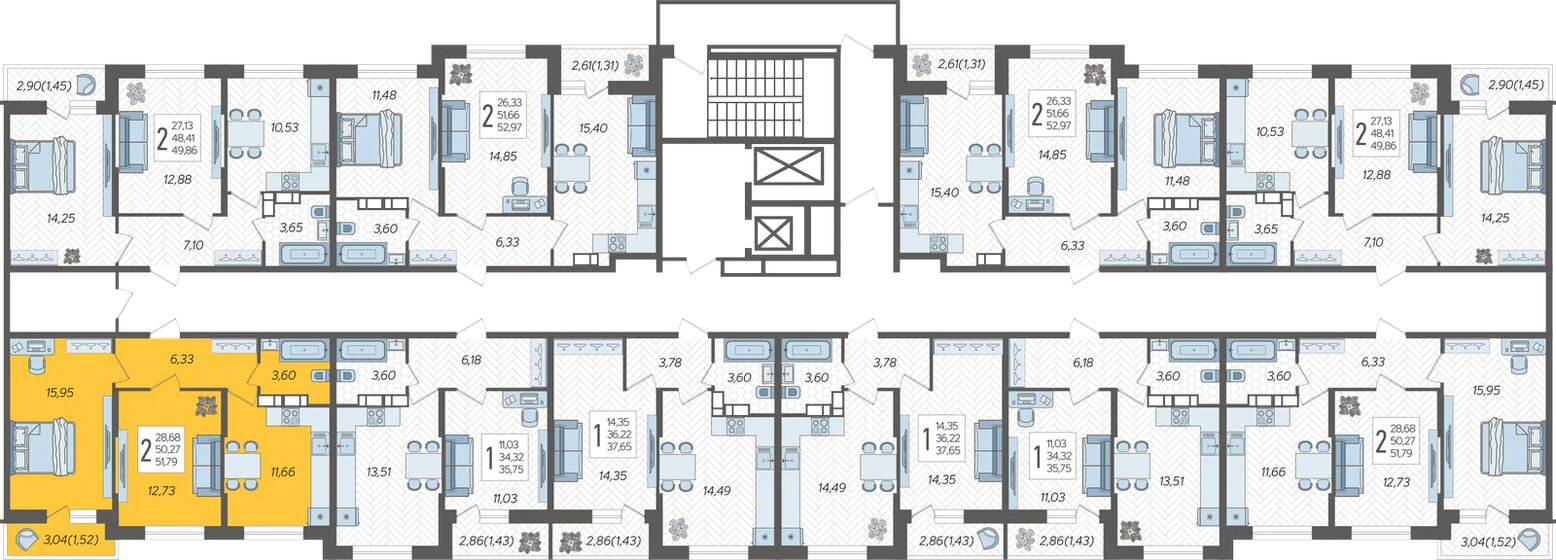 51,8 м², 2-комнатная квартира 7 017 545 ₽ - изображение 68