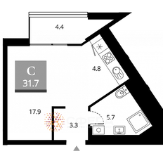 Квартира 31,7 м², студия - изображение 1