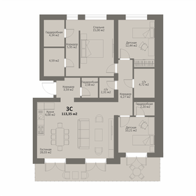 Квартира 113,4 м², 3-комнатная - изображение 1