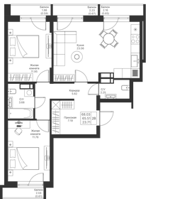 Квартира 68 м², 2-комнатная - изображение 1