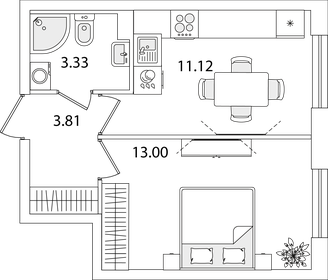 Квартира 31,3 м², 1-комнатная - изображение 1