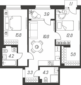 Квартира 70,8 м², 2-комнатная - изображение 1