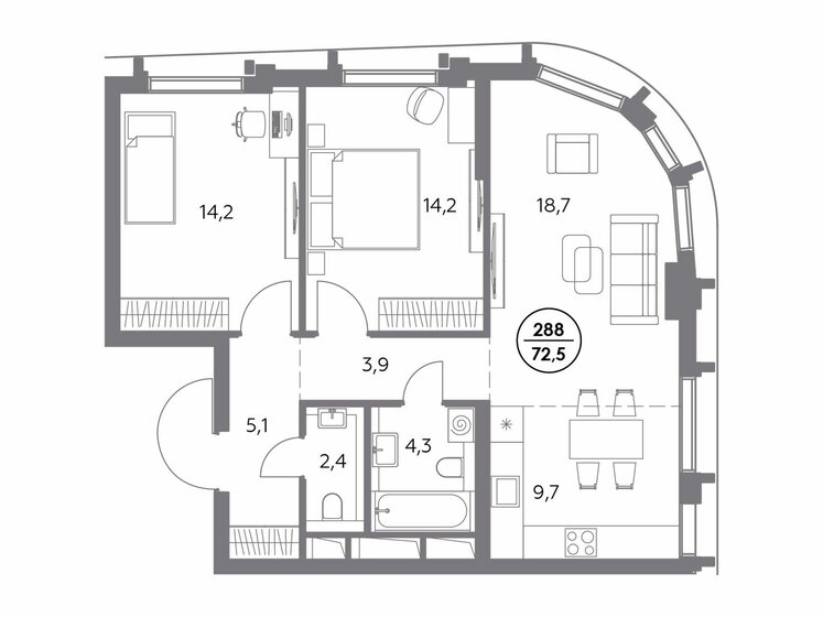 65 м², 4-комнатная квартира 34 000 000 ₽ - изображение 159
