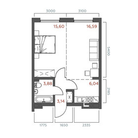Квартира 45,3 м², 1-комнатная - изображение 1
