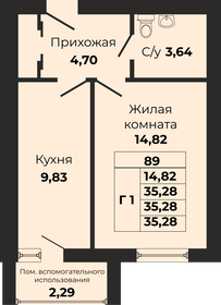 Квартира 35,3 м², 1-комнатная - изображение 1