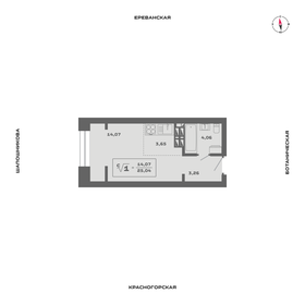 Квартира 25 м², студия - изображение 1