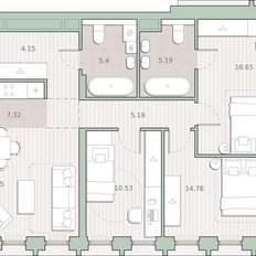 Квартира 87,4 м², 3-комнатная - изображение 2