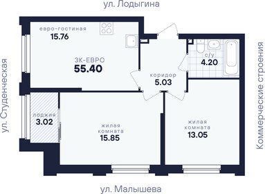 Квартира 55,4 м², 2-комнатная - изображение 3