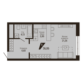 Квартира 36,1 м², 1-комнатная - изображение 1