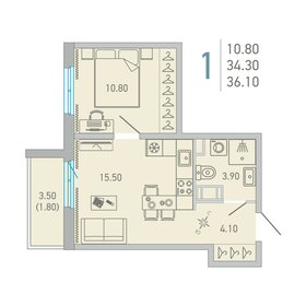Квартира 36,1 м², 1-комнатная - изображение 1
