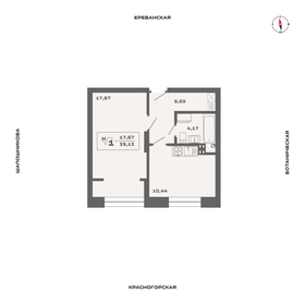 Квартира 39,1 м², 1-комнатная - изображение 1