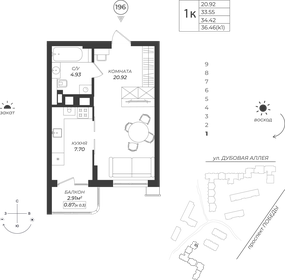 Квартира 34,4 м², 1-комнатная - изображение 1