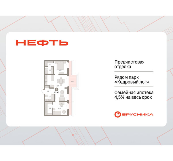 83,9 м², 2-комнатная квартира 17 010 000 ₽ - изображение 36