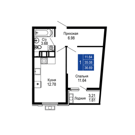 Квартира 36,7 м², 1-комнатная - изображение 1