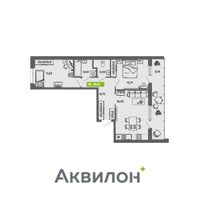 Квартира 58 м², 2-комнатная - изображение 1