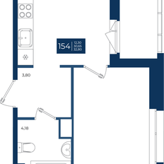 Квартира 32,8 м², 1-комнатная - изображение 3