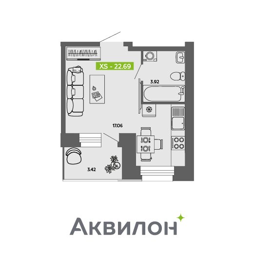 Варианты планировок ЖК «Аквилон Роса» - планировка 1