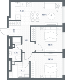 Квартира 62,8 м², 2-комнатная - изображение 2