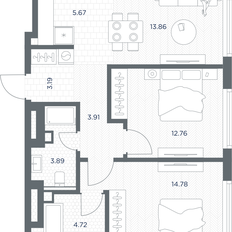 Квартира 62,8 м², 2-комнатная - изображение 2