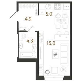 Квартира 30 м², студия - изображение 1