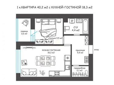 Квартира 40,2 м², 1-комнатная - изображение 3