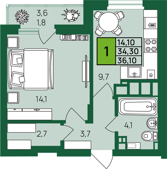 43 м², 2-комнатная квартира 2 300 000 ₽ - изображение 51